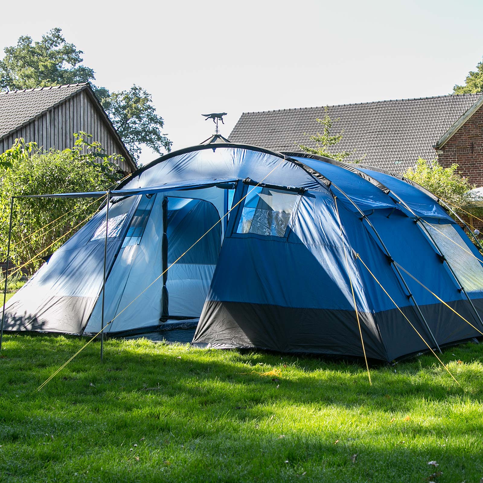 skandika Lovund 6 Personen XL Tunnel FamilienZelt 2 Kabinen Sonnendach blau NEU eBay