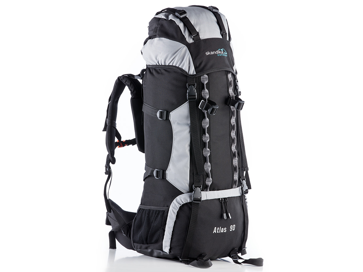 SKANDIKA ATLAS 90 LITRE TREKKING BACKPACK HIKING RUCKSACK BLACK GREY