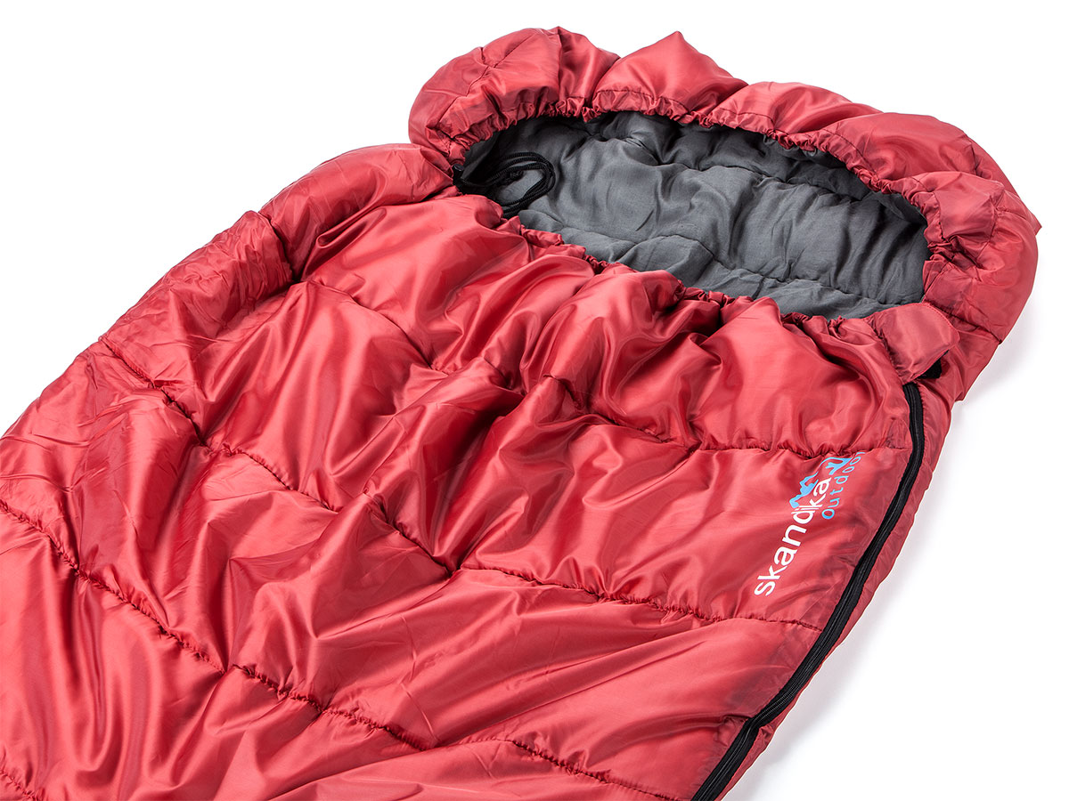 SKANDIKA VEGAS SLEEPING BAG XXL XTRAWIDE MUMMY 220x110cm RIGHT ZIP RED