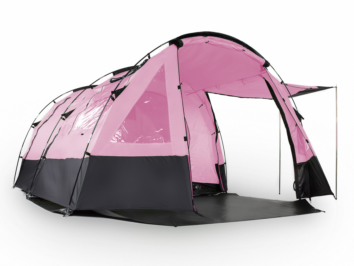 skandika Kambo 4 Person Man Tunnel Camping Tent 3 Entrances Canopy Pink